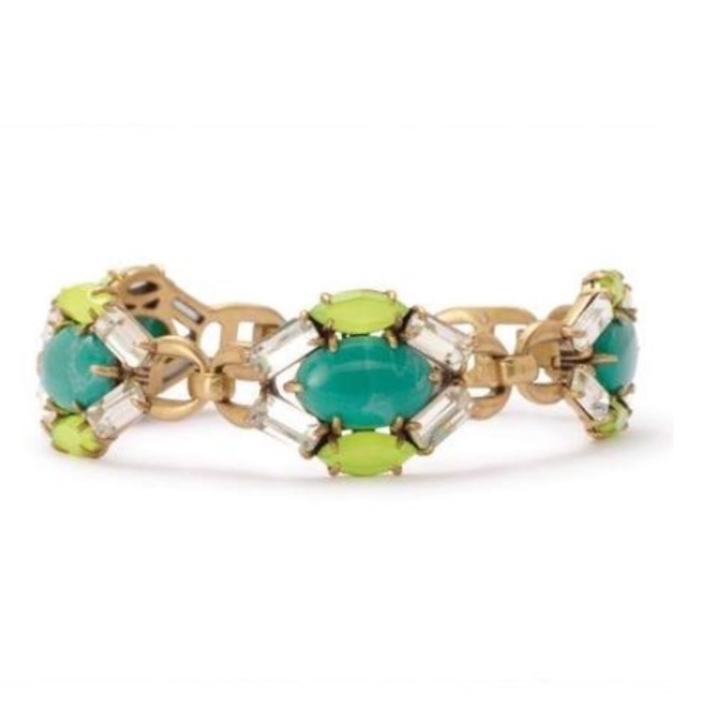 Stella & Dot | Neon Green + Turquoise Blue + Crystal + Gold Jardin Brace…